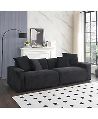 Streamdale Furniture Black Corduroy 4-Seat Sofa with Pillows