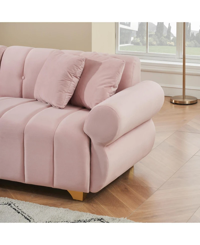 Streamdale Furniture 89" Flannelette Metal Feet Sofa Set with Throw Pillows