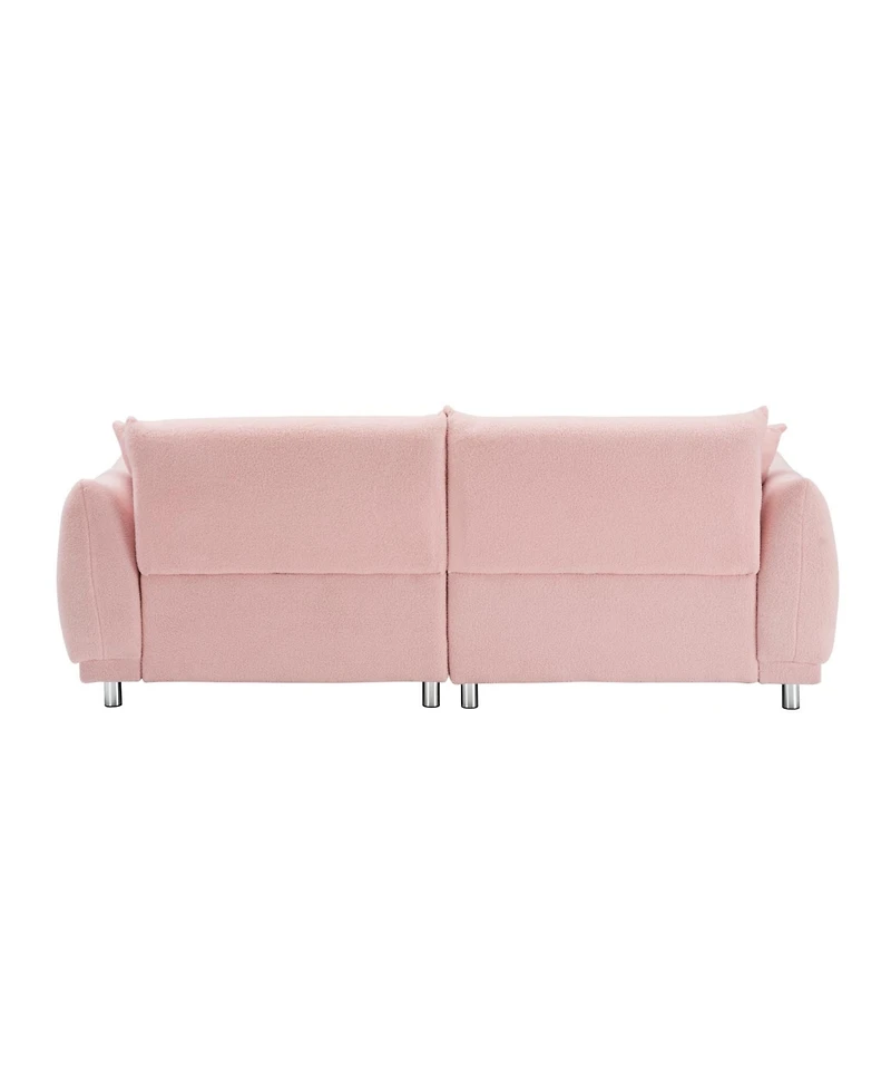 Streamdale Furniture Pink Teddy Fleece Sofa with Pillows