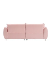 Streamdale Furniture Pink Teddy Fleece Sofa with Pillows