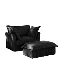 Streamdale Furniture Corduroy Armchair Set with Ottoman