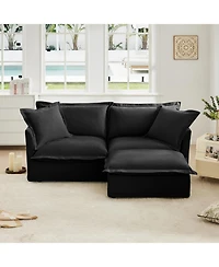 Streamdale Furniture Slipcovered Sectional Sofa with Ottoman - Black