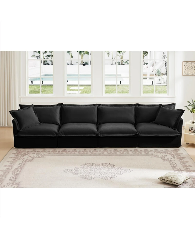 Streamdale Furniture Slipcovered 4-Seater Extra Deep Chenille Sofa - Black