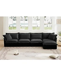 Streamdale Furniture Slipcovered L Shape Chenille Sectional Sofa Couch - Black