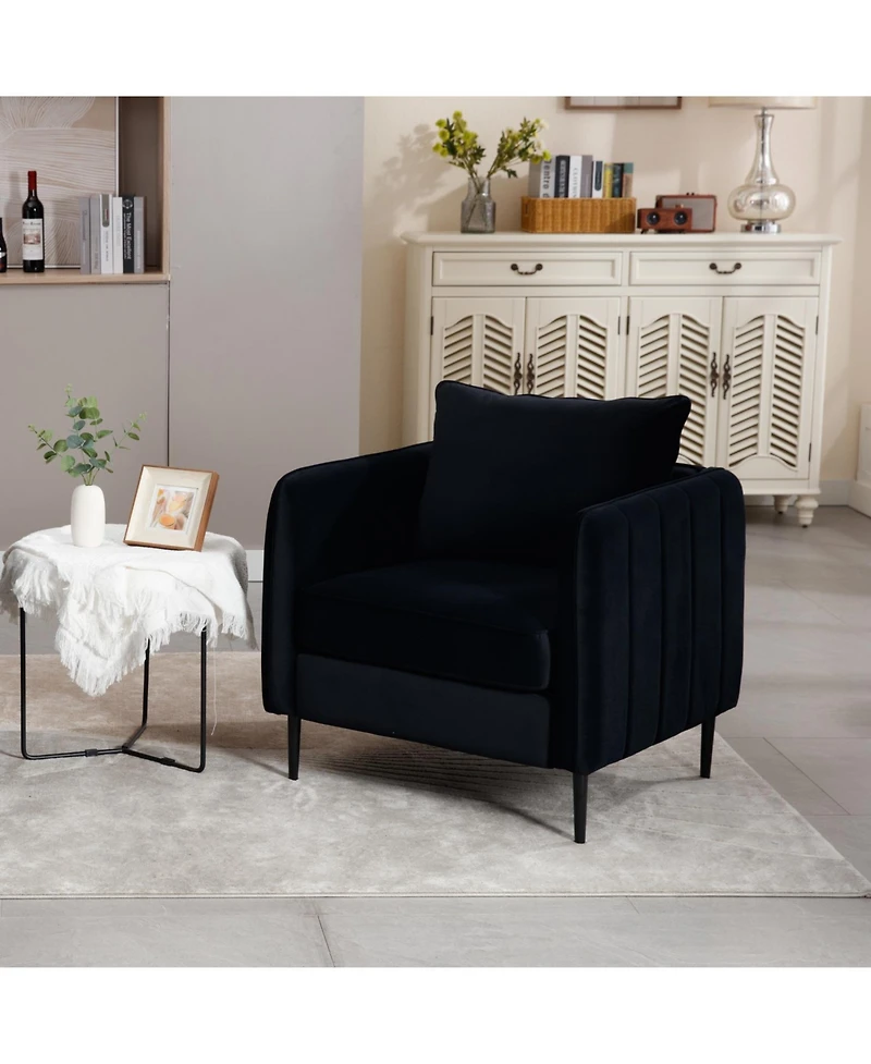 Streamdale Furniture Velvet Accent Chair with Metal Legs