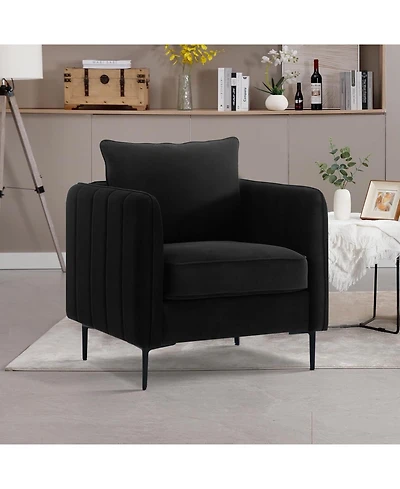 Streamdale Furniture Velvet Accent Chair with Metal Legs