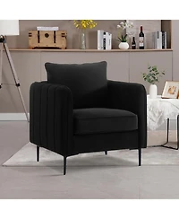 Streamdale Furniture Velvet Accent Chair with Metal Legs