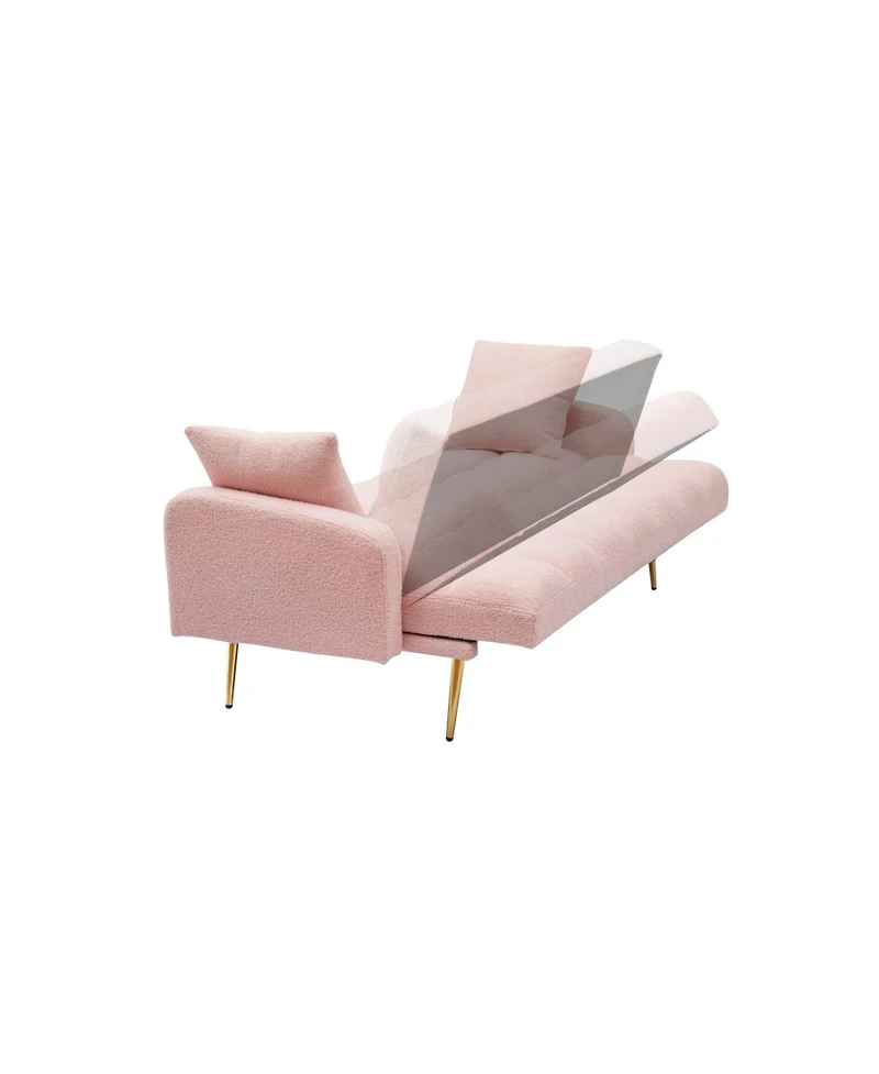 Streamdale Furniture Pink 69" Sofa Bed with Adjustable Teddy Sofa