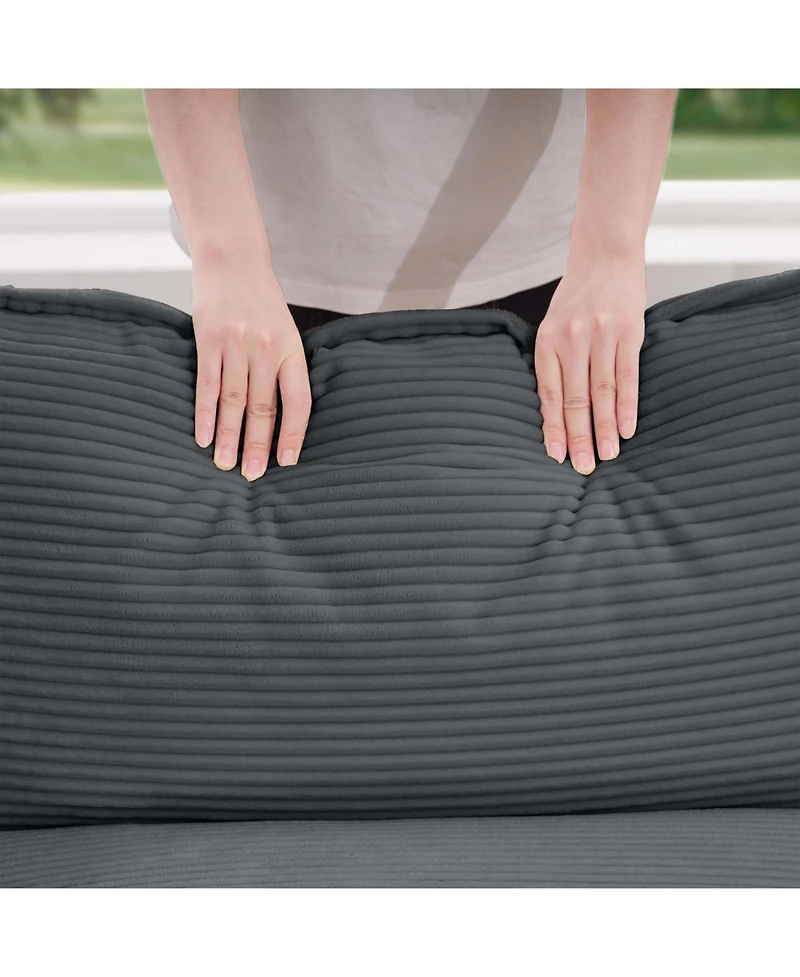 Streamdale Furniture Corduroy 2-Seater Sofa with Ottoman - Grey