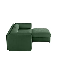 Streamdale Furniture Green Chenille 2-Seater Sofa with Ottoman Storage