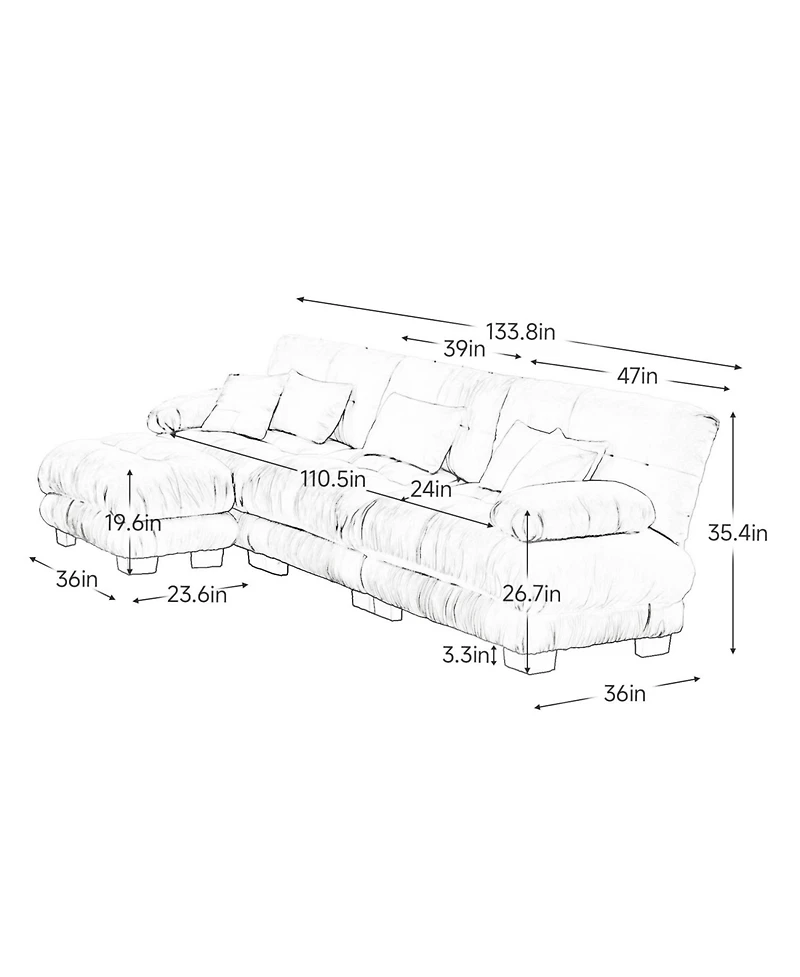 Streamdale Furniture Luxury Modular Sectional Sofa - Chenille Blue