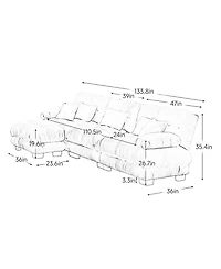 Streamdale Furniture Luxury Modular Sectional Sofa - Chenille Blue