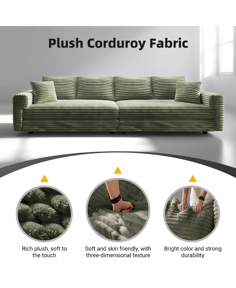 Streamdale Furniture + 3-Seat + Corduroy + Modern Comfy Cloud + Sofa