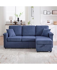 Streamdale Furniture L-Shaped Sectional Sofa w/ Storage Ottoman, Usb, Cup Holder