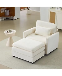 Streamdale Furniture 54" Plush Cloud Sofa with Ottoman & Cushions (Beige