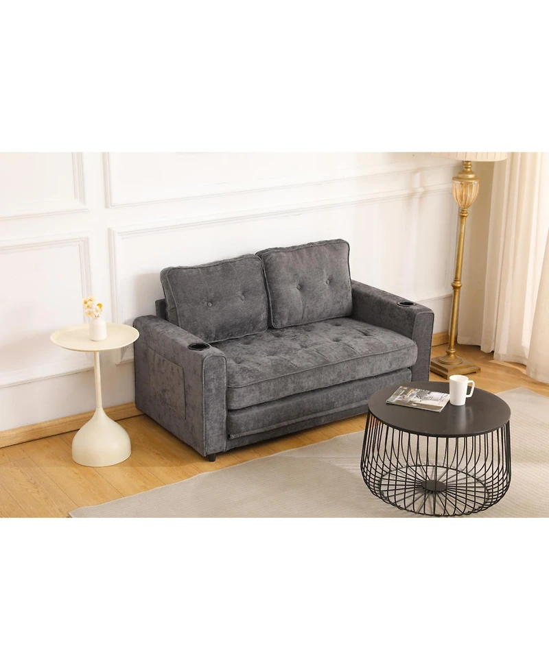 Streamdale Furniture 55" 3-Fold Sofa Bed - Convertible Futon Couch, Dark Gray