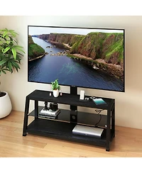 Streamdale Furniture Wooden Tv Stand with Mount & Tempered Glass
