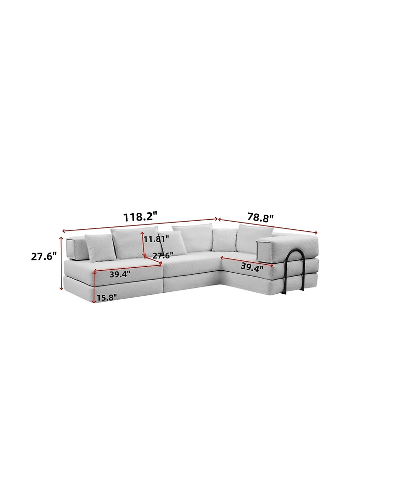 Streamdale Oversized Modular Sectional Sofa Couch Set with 6 Pillows - White