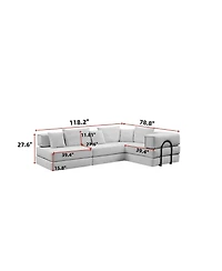 Streamdale Oversized Modular Sectional Sofa Couch Set with 6 Pillows - White