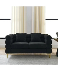 Streamdale Furniture 60" Oversized 2-Seater Sectional Sofa, Black Teddy