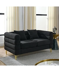 Streamdale Furniture 60" Oversized 2-Seater Sectional Sofa, Black Teddy