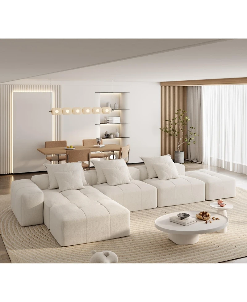 Streamdale Furniture Modern Chenille Sectional Sofa with 6 Pillows