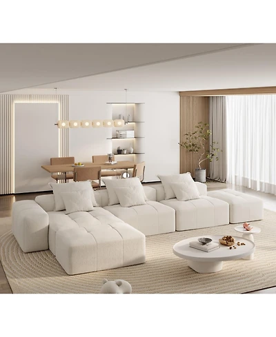 Streamdale Furniture Modern Chenille Sectional Sofa with 6 Pillows