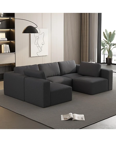 Streamdale Furniture Modular Sectional Sofa Sleeper Couch w/ Chaise & Ottoman,(Combo 3A+2B)