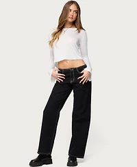 Edikted Womens Catalena Long Sleeve Sheer Top