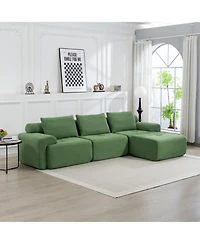 Streamdale Furniture L-Shaped Corduroy Sectional Sofa Bed - Memory Foam