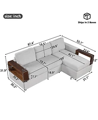 Streamdale 87.4" Sectional Sofa Couch with Reversible Armrests, Gray