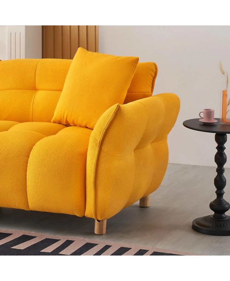 Streamdale Furniture Teddy Sofa (Yellow) w/ Pillows - Apartment/Office/Living Room