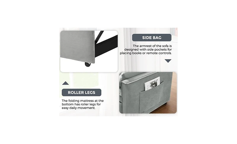 Streamdale Furniture 55" Convertible Velvet Sofa Bed