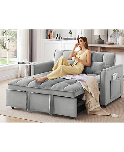 Streamdale Furniture 55" Convertible Velvet Sofa Bed