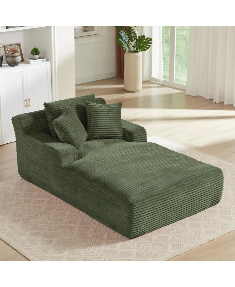 Streamdale Furniture Oversized Corduroy Chaise Lounge Sofa - Comfy Sleeper Couch