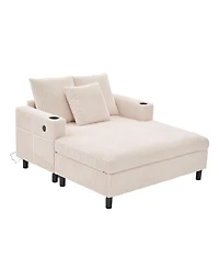 Streamdale Furniture Corduroy Oversized Recliner Sofa w/ Usb, Led