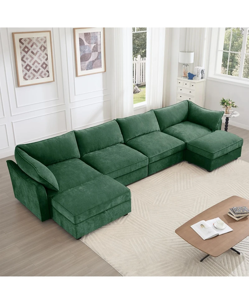 Streamdale Furniture U Shape Sectional Sofa with Ottomans & Storage