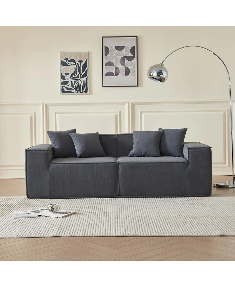 Streamdale Furniture Corduroy Modular Loveseat Sofa - Compact Sectional Couch