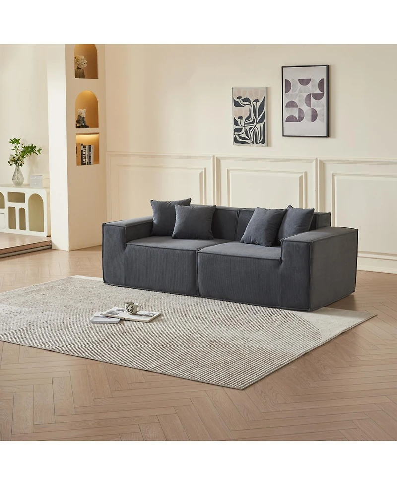 Streamdale Furniture Corduroy Modular Loveseat Sofa - Compact Sectional Couch