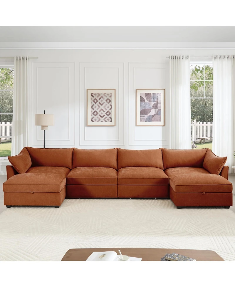 Streamdale Furniture U Shape Sectional Sofa with Ottomans & Storage