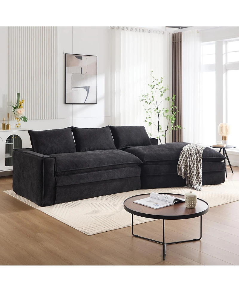 Streamdale Furniture Modern Minimalist Sectional Sofa with Chaise - Black