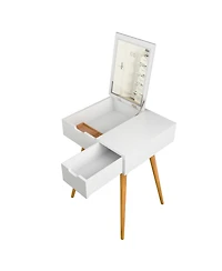 Streamdale Furniture Makeup Vanity Table with Flip Top Mirror & 2 Drawers