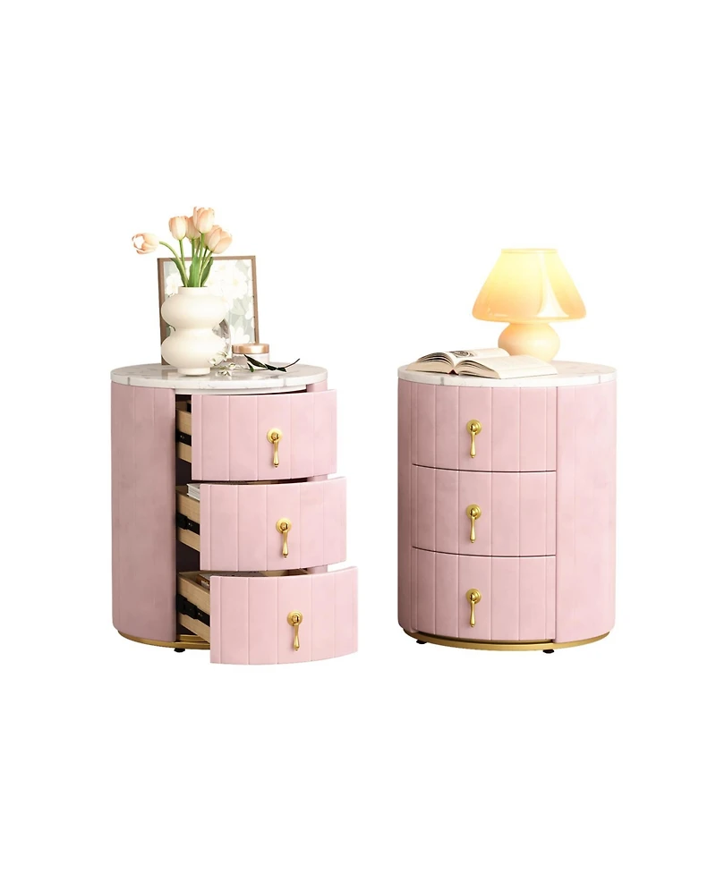 Streamdale Furniture Streamdale Pink Upholstered Nightstand Set (2)