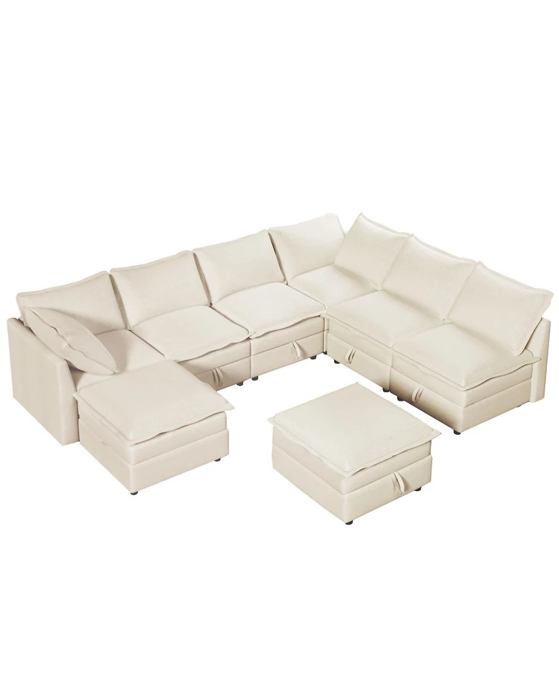 Streamdale Modular Sofa Bed with Storage & Faux Double-Layer Cushions