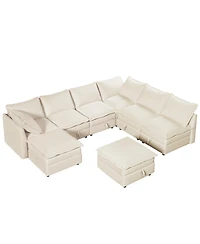 Streamdale Modular Sofa Bed with Storage & Faux Double-Layer Cushions