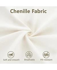 Streamdale Furniture White Chenille Sofa with Storage Ottoman