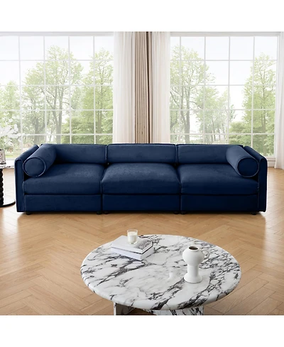 Streamdale Furniture Modular Sectional Sofa, Storage, Cylindrical Backrest, Deep Seating, Blue
