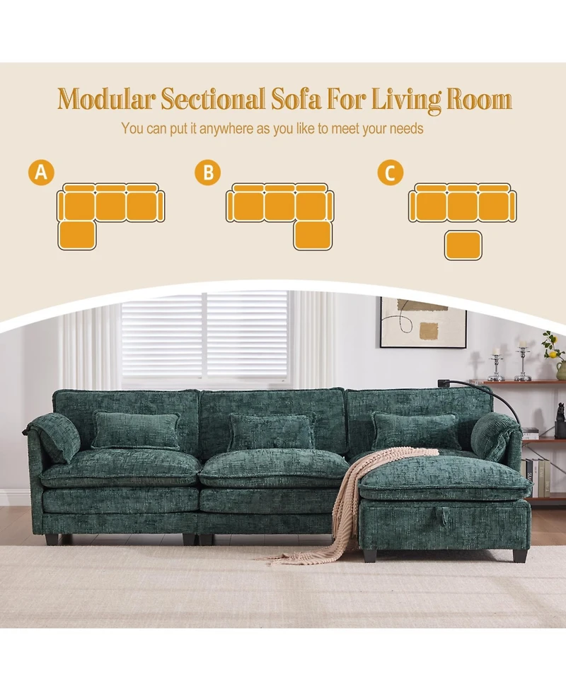 Streamdale Furniture Oversized Sectional Sofa Cloud Couch w/ Ottoman