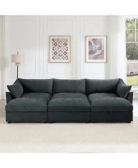 Streamdale Furniture 3-Seat Sofa w/ Ottomans & Storage