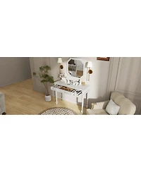 Streamdale Furniture Retro Makeup Desk with Mirror & 3 Drawers